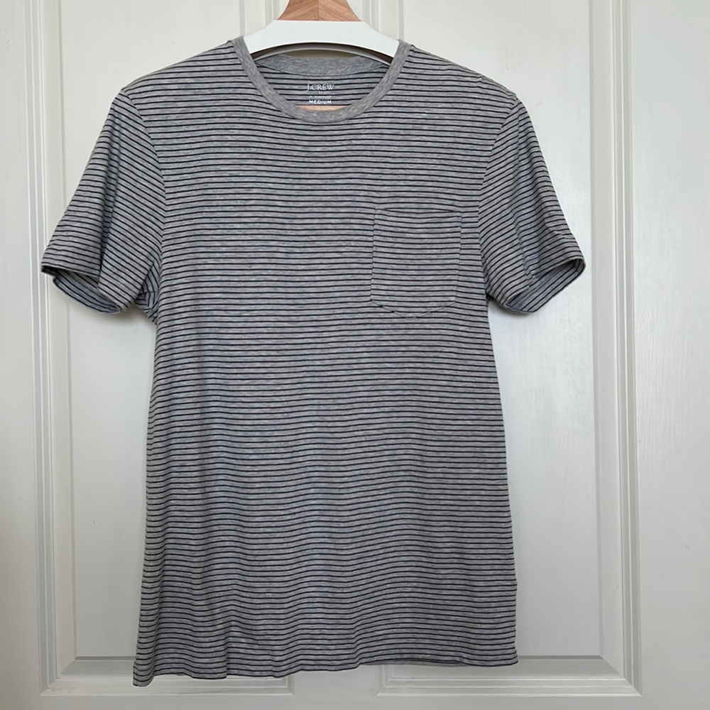 J crew slim washed striped pocket tshirt